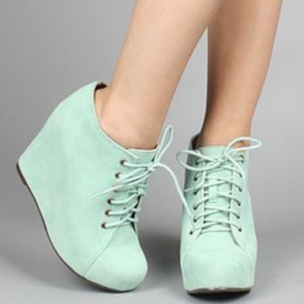 Jeffrey Campbell Mint Lace-Up Hidden-Wedge Platforms